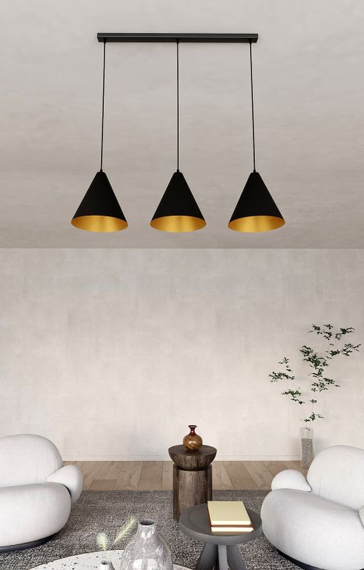 Emibig Lighting Taklampa REBEL 3 SVART/GULD