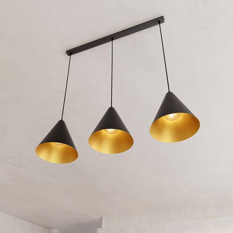 Emibig Lighting Taklampa REBEL 3 SVART/GULD
