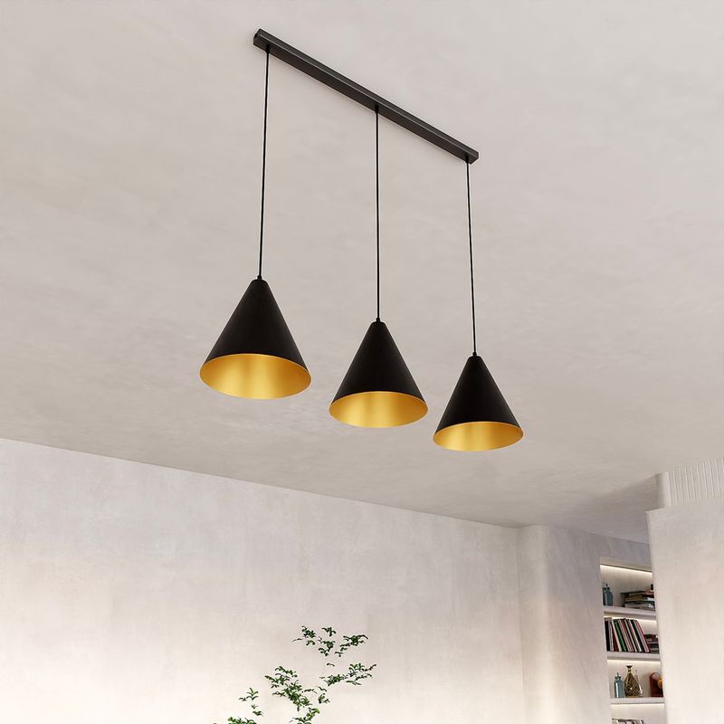 Emibig Lighting Taklampa REBEL 3 SVART/GULD