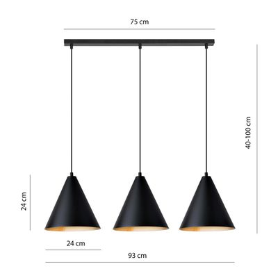 Emibig Lighting Taklampa REBEL 3 SVART/GULD