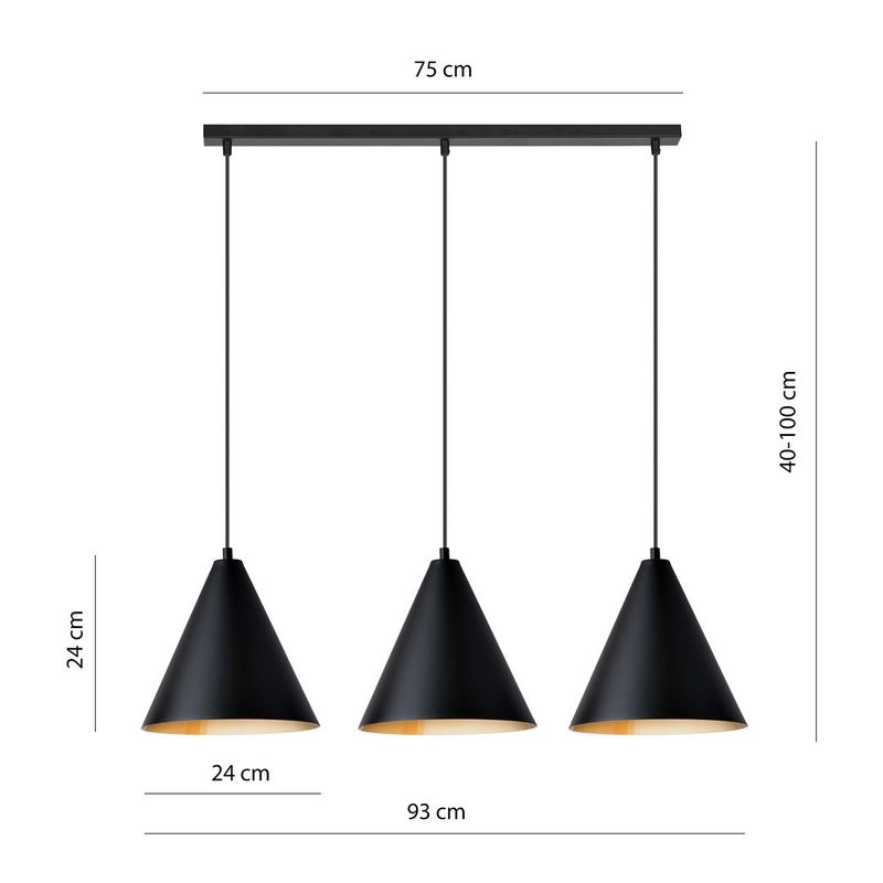 Emibig Lighting Taklampa REBEL 3 SVART/GULD