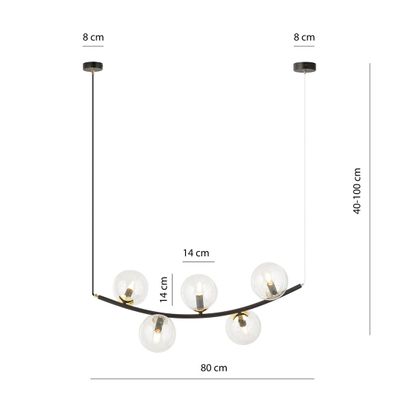 Emibig Lighting Taklampa RITZ 5 BL TRANSPARENT