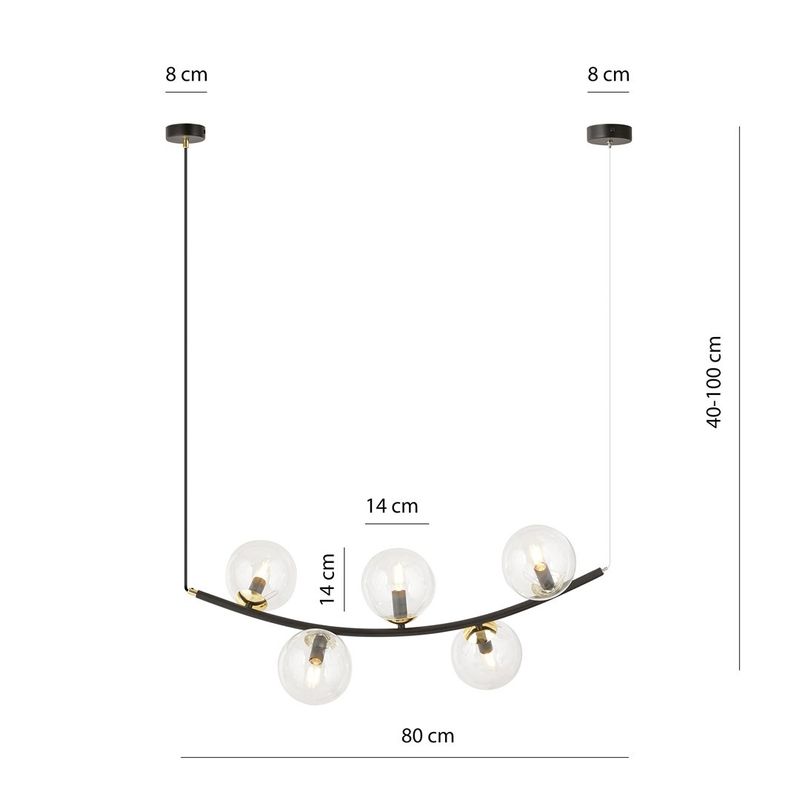 Emibig Lighting Taklampa RITZ 5 BL TRANSPARENT
