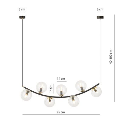 Emibig Lighting Taklampa RITZ 7 BL TRANSPARENT