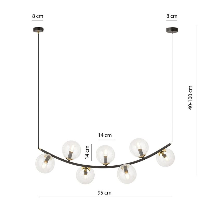 Emibig Lighting Taklampa RITZ 7 BL TRANSPARENT