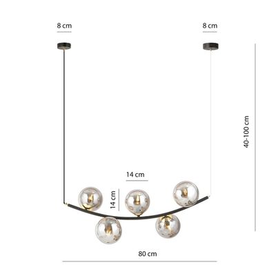 Emibig Lighting Taklampa RITZ 5 BL GRAFIT