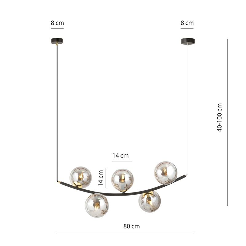 Emibig Lighting Taklampa RITZ 5 BL GRAFIT