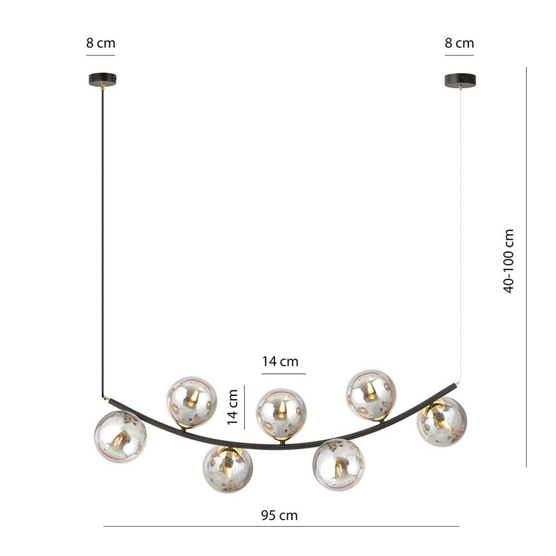 Emibig Lighting Taklampa RITZ 7 BL GRAFIT