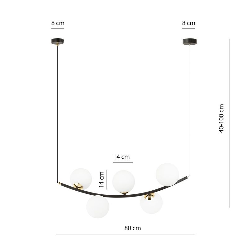 Emibig Lighting Taklampa RITZ 5 BL OPAL