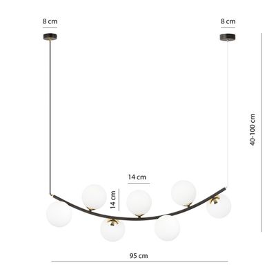 Emibig Lighting Taklampa RITZ 7 BL OPAL