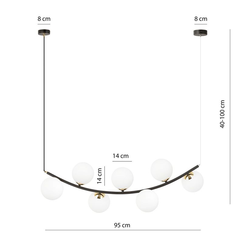 Emibig Lighting Taklampa RITZ 7 BL OPAL