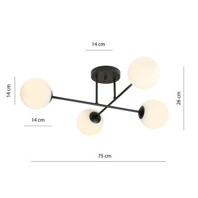 Emibig Lighting Taklampa ROMA 4 BL OPAL
