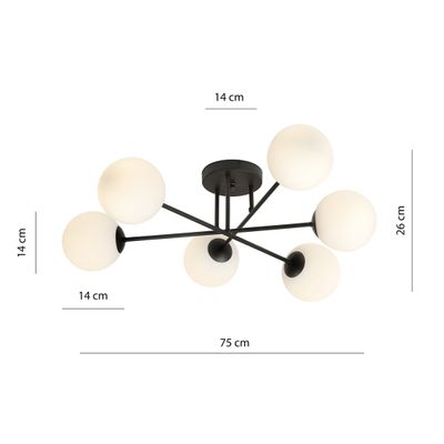 Emibig Lighting Taklampa ROMA 6 BL OPAL