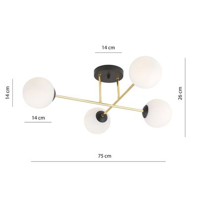 Emibig Lighting Taklampa MAGNUM 4 BL OPAL