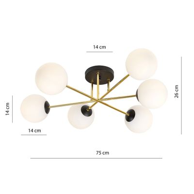 Emibig Lighting Taklampa MAGNUM 6 BL OPAL