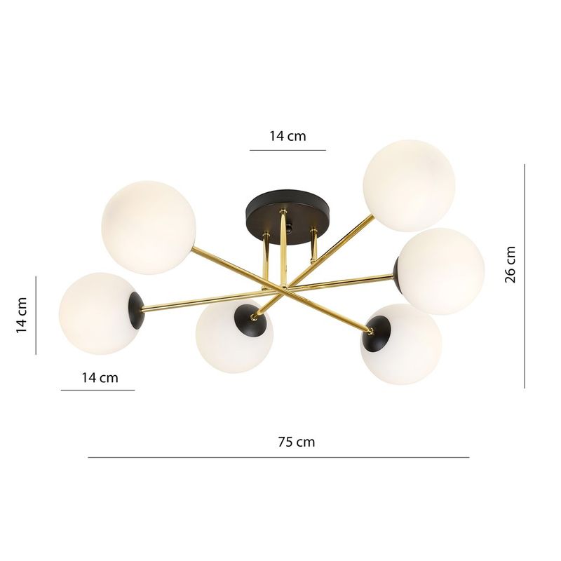Emibig Lighting Taklampa MAGNUM 6 BL OPAL