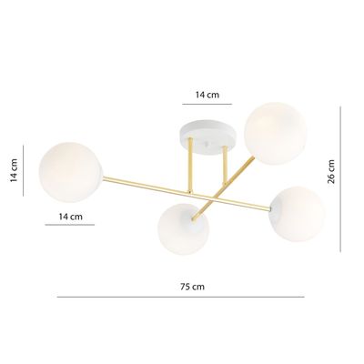 Emibig Lighting Taklampa MAGNUM 4 VIT OPAL