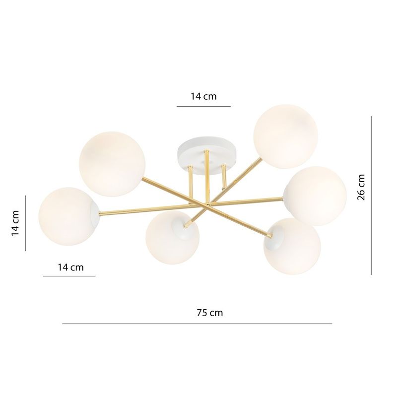 Emibig Lighting Taklampa MAGNUM 6 WH OPAL