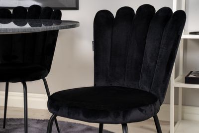 Venture Home Limhamn & Estelle 4 st Matstolar Svart + Runt Matbord ⌀106 Mörkgrå