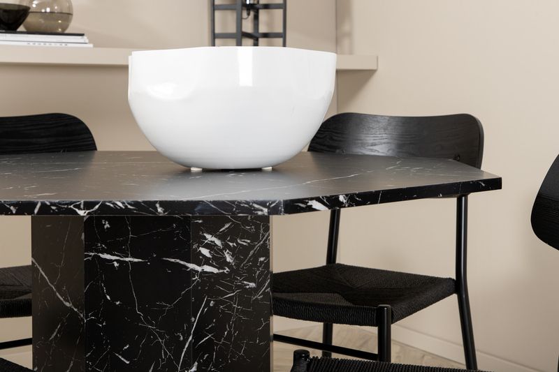 Venture Home Marbs & Polly Runt Matbord ⌀110 Svart + 4 st Matstolar Svart