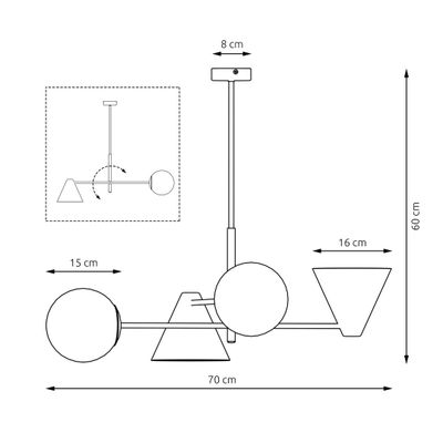 Emibig Lighting Taklampa HERMES 4 SVART