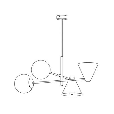 Emibig Lighting Taklampa HERMES 4 VIT