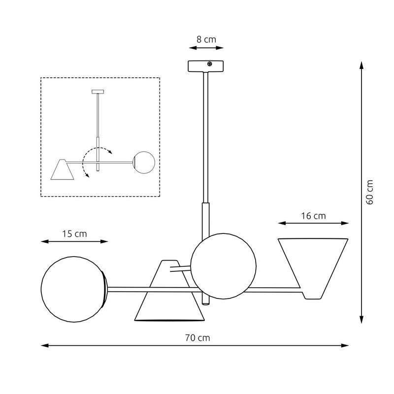 Emibig Lighting Taklampa HERMES 4 VIT
