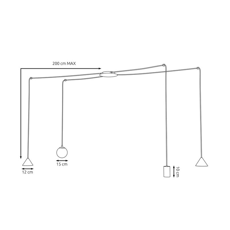 Emibig Lighting Taklampa FUJI 4 SVART