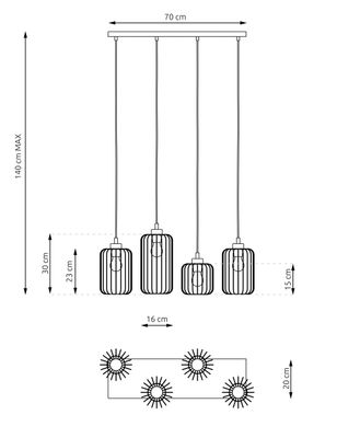 Emibig Lighting Taklampa VANDER 4 BL