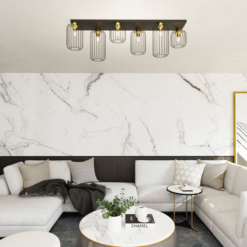Emibig Lighting Taklampa BARN 6 BL GULD