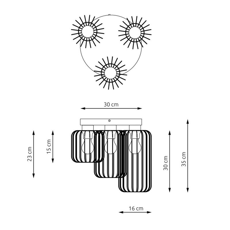 Emibig Lighting Taklampa BARN 3PREM BL GULD