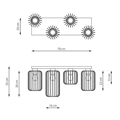 Emibig Lighting Taklampa BARN 4 BL