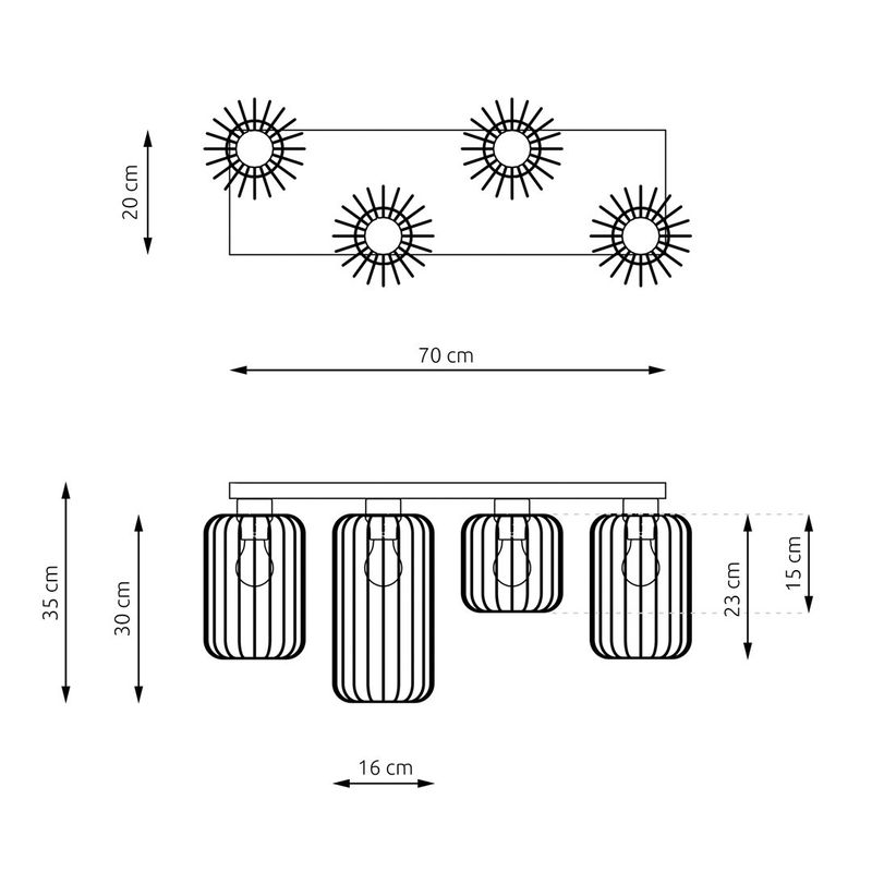 Emibig Lighting Taklampa BARN 4 BL