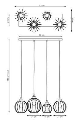 Emibig Lighting Taklampa NANDO 4 BL GULD