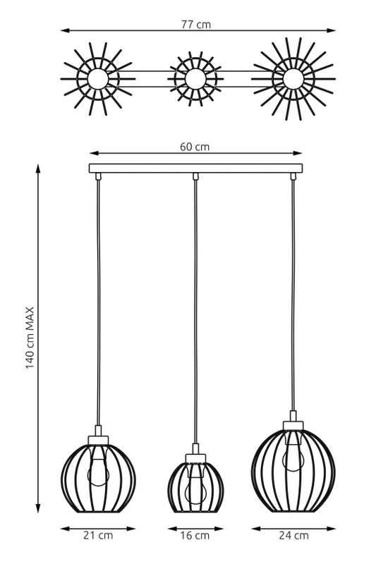 Emibig Lighting Taklampa NANDO 3 BL GULD