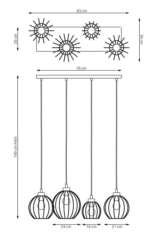 Emibig Lighting Taklampa NANDO 4 BL