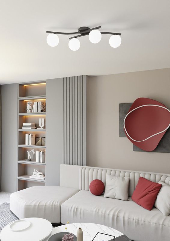 Emibig Lighting Taklampa OPUS 4 BL OPAL