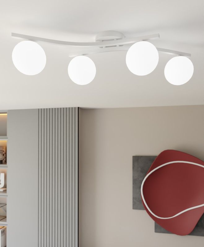Emibig Lighting Taklampa OPUS 4 WH OPAL