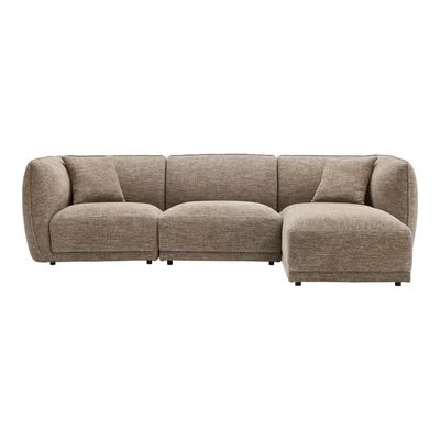 House Nordic Noor Loungesoffa - Brun, Högerställd med 2 Dynor