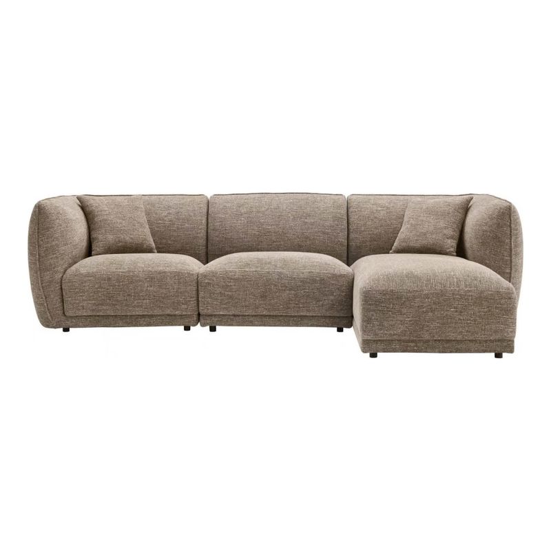 House Nordic Noor Loungesoffa - Brun, Högerställd med 2 Dynor