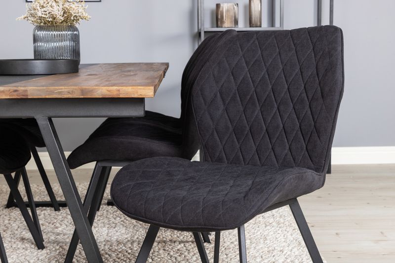 Venture Home Gemma & Jakarta 6 st Matstolar Svart + Rektangulärt Matbord 200 x 90 Svart