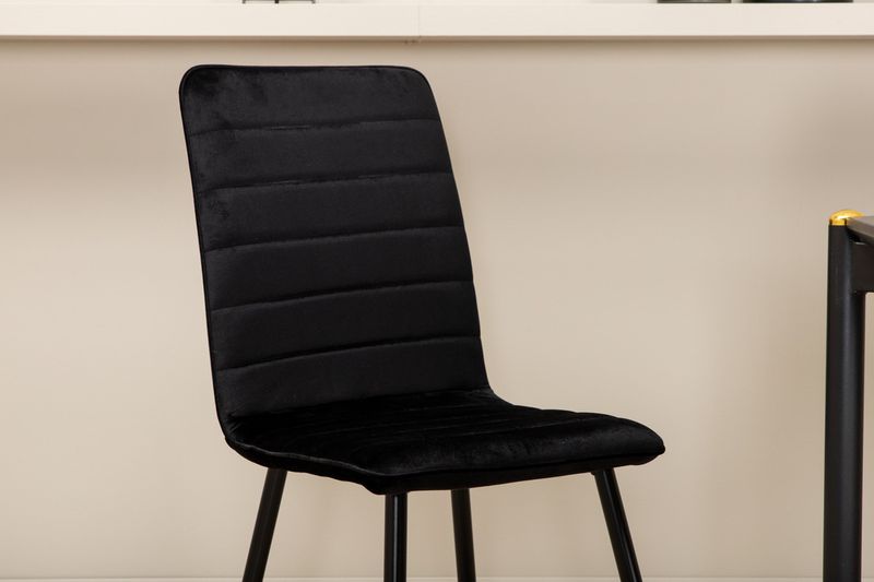 Venture Home Pelle & Windu Rektangulärt Matbord 190 x 90 Svart + 6 st Matstolar Svart