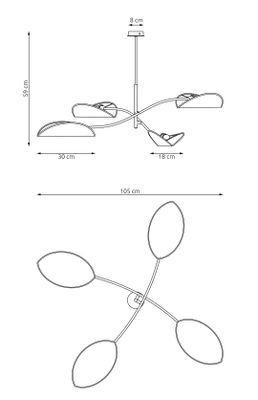 Emibig Lighting Taklampa LOTUS 4 BL SENAP
