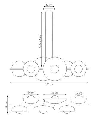 Emibig Lighting Taklampa VOLUM 6 SVART