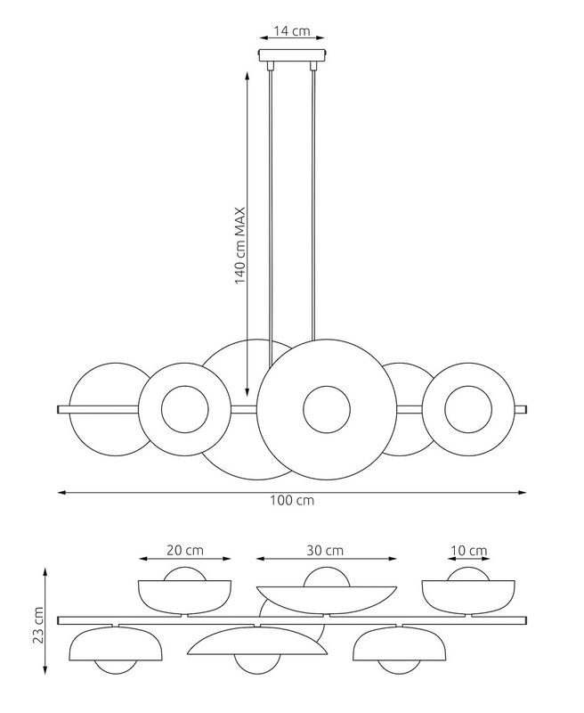 Emibig Lighting Taklampa VOLUM 6 SVART