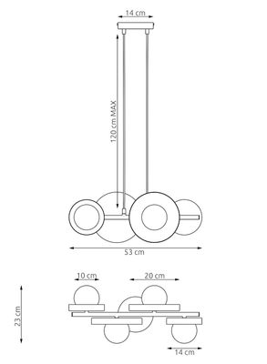 Emibig Lighting Taklampa MODEL 4 BL GRÃ…