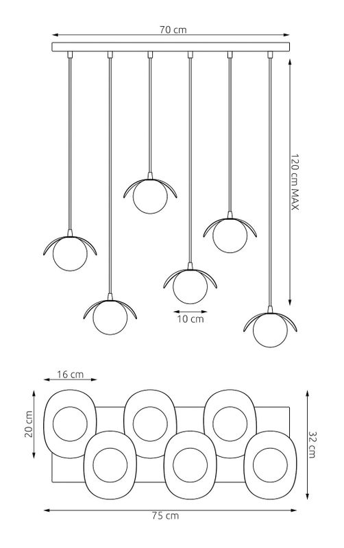 Emibig Lighting Taklampa RITUAL 6 SVART