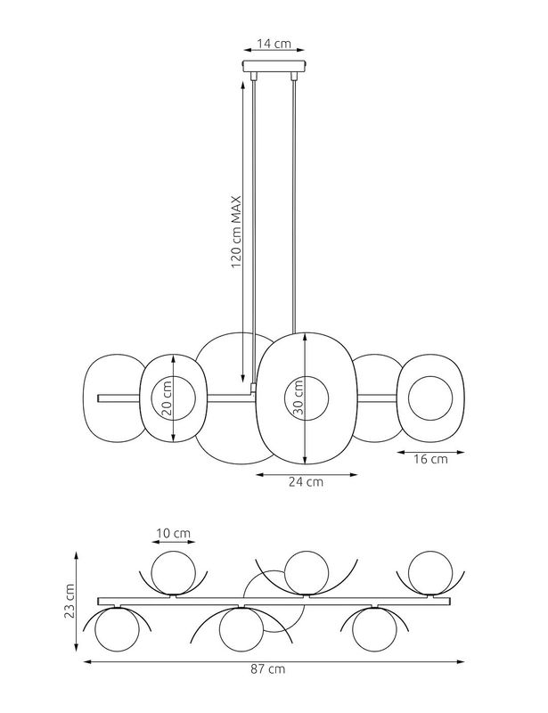 Emibig Lighting Taklampa ELEMENTI 6 BL MOKKA
