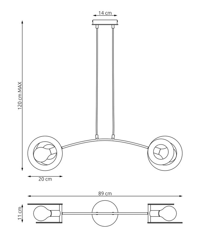 Emibig Lighting Taklampa SKIVA 2 BL