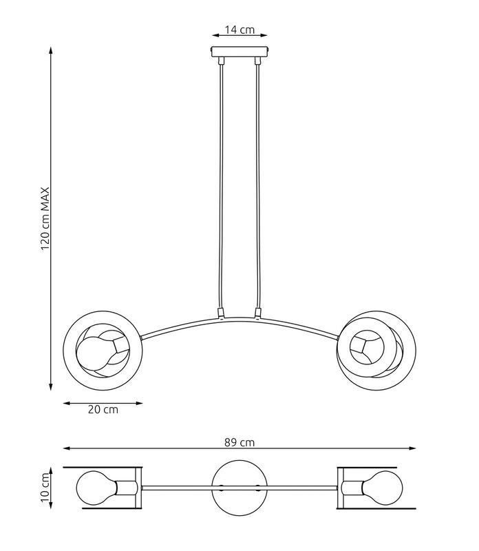 Emibig Lighting Taklampa EUFORIA 2 BL
